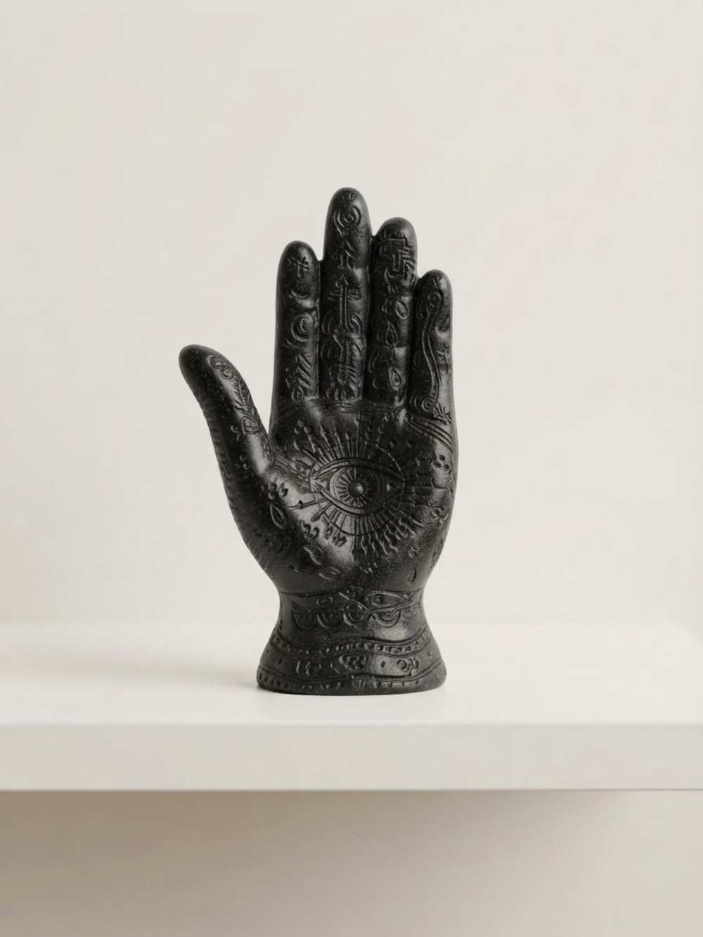 NEW Black Resin Hamsa Hand Sculpture (0346)